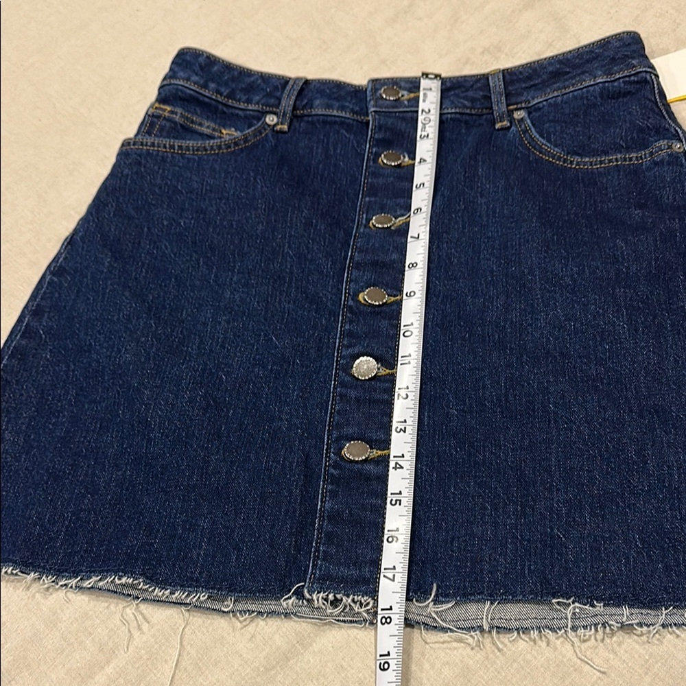 H&M Dark Blue A-Line Front Button Denim Skirt size 10 - Picture 5 of 8